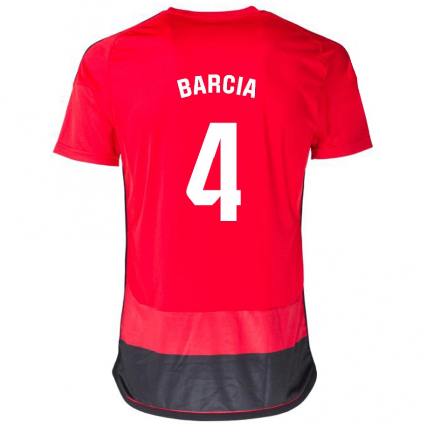 Kandiny Mujer Camiseta Sergio Barcia #4 Negro Rojo 1ª Equipación 2023/24 La Camisa Chile