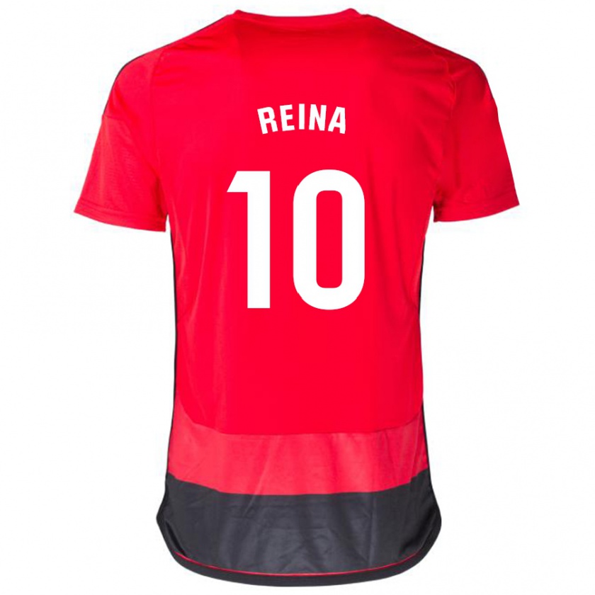 Kandiny Mujer Camiseta Alberto Reina #10 Negro Rojo 1ª Equipación 2023/24 La Camisa Chile