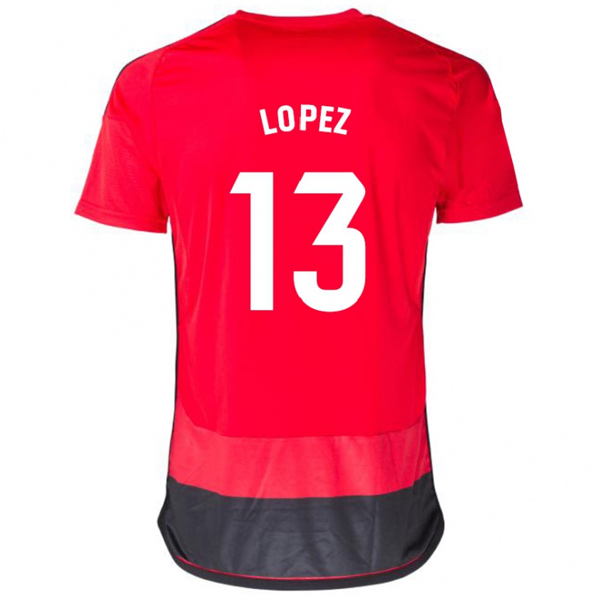 Kandiny Mujer Camiseta Luis López #13 Negro Rojo 1ª Equipación 2023/24 La Camisa Chile