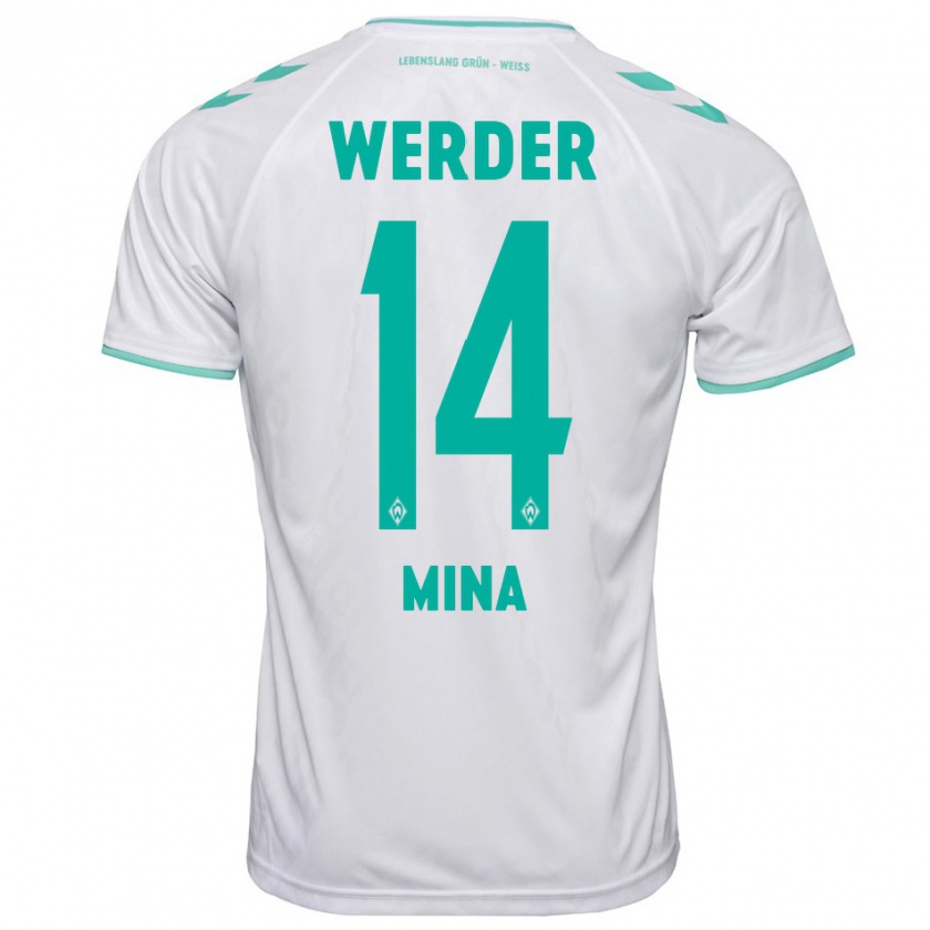 Kandiny Mujer Camiseta Johan Mina #14 Blanco 2ª Equipación 2023/24 La Camisa Chile