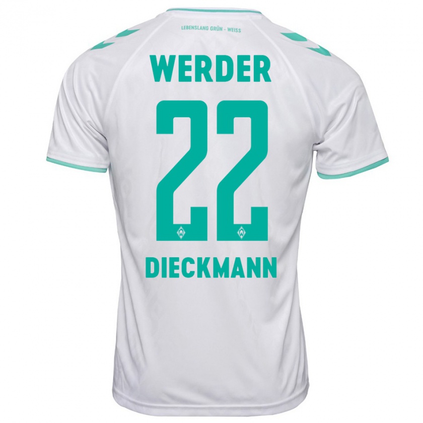 Kandiny Mujer Camiseta Rieke Dieckmann #22 Blanco 2ª Equipación 2023/24 La Camisa Chile