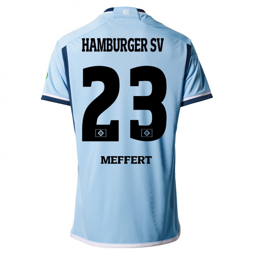 Kandiny Mujer Camiseta Jonas Meffert #23 Azul 2ª Equipación 2023/24 La Camisa Chile