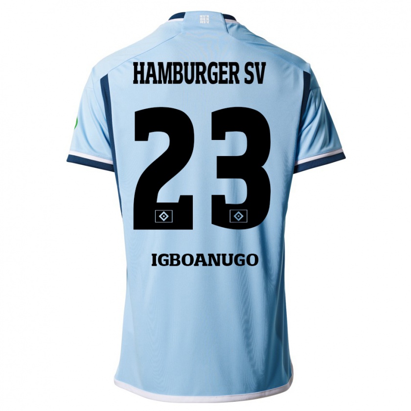 Kandiny Mujer Camiseta David Igboanugo #23 Azul 2ª Equipación 2023/24 La Camisa Chile