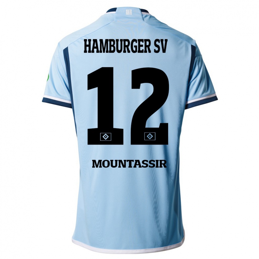 Kandiny Mujer Camiseta Youssef Mountassir #12 Azul 2ª Equipación 2023/24 La Camisa Chile