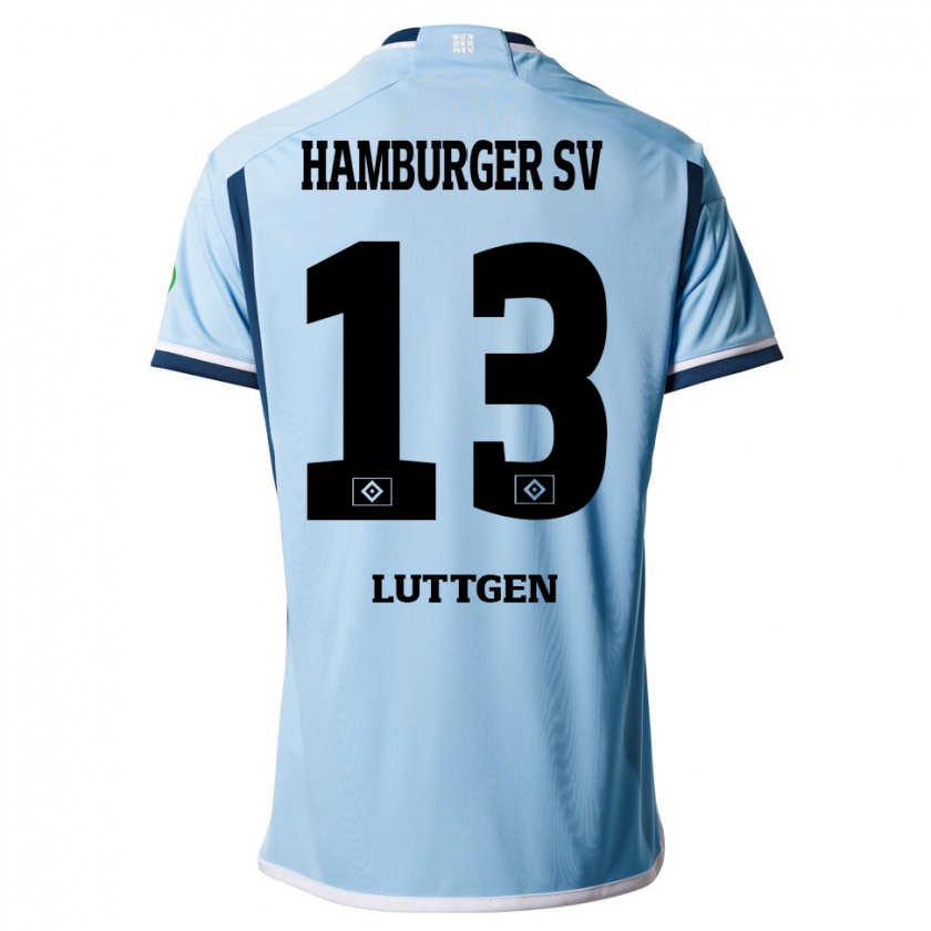 Kandiny Mujer Camiseta Lasse Lüttgen #13 Azul 2ª Equipación 2023/24 La Camisa Chile