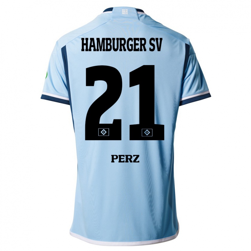 Kandiny Mujer Camiseta Marcel Perz #21 Azul 2ª Equipación 2023/24 La Camisa Chile