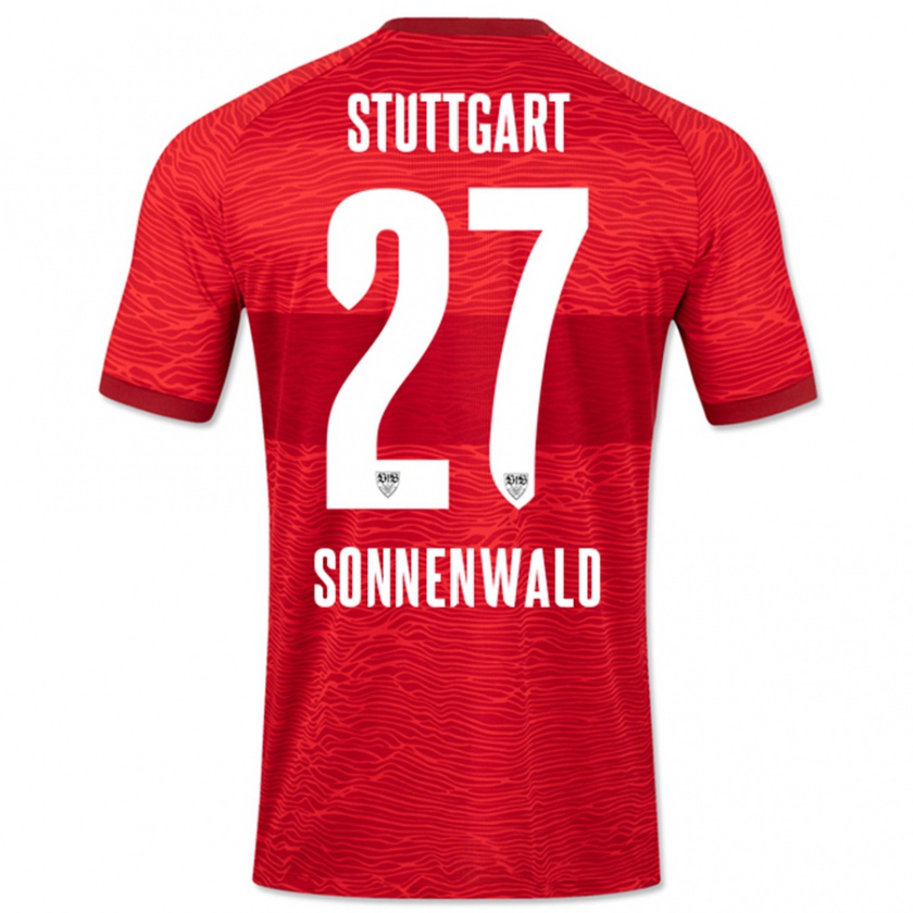 Kandiny Mujer Camiseta Lukas Sonnenwald #27 Rojo 2ª Equipación 2023/24 La Camisa Chile