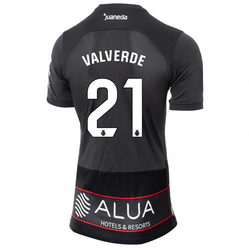 Kandiny Mujer Camiseta David Valverde #21 Negro 2ª Equipación 2023/24 La Camisa Chile