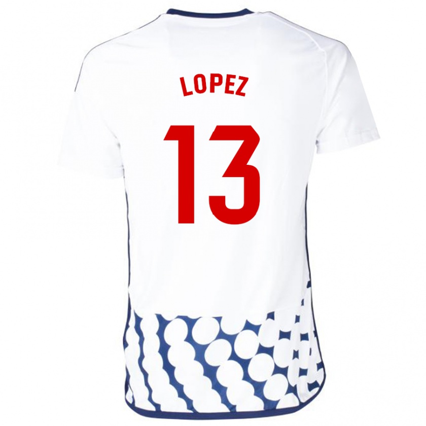 Kandiny Mujer Camiseta Luis López #13 Blanco 2ª Equipación 2023/24 La Camisa Chile