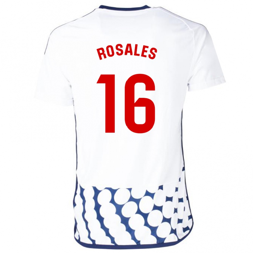 Kandiny Mujer Camiseta Diego Rosales #16 Blanco 2ª Equipación 2023/24 La Camisa Chile