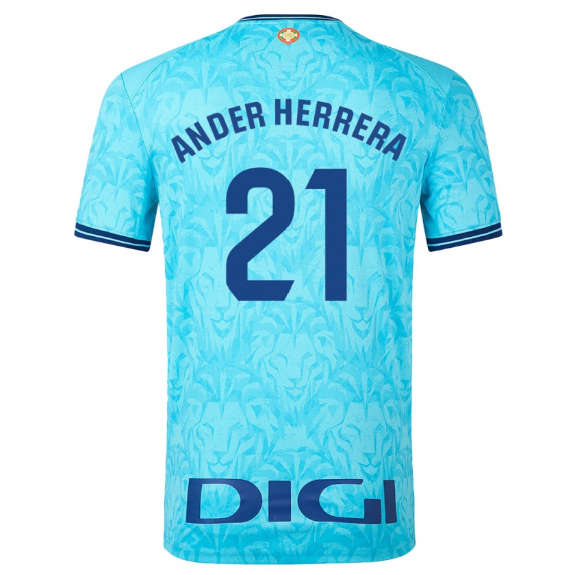 Kandiny Mujer Camiseta Ander Herrera #21 Cielo Azul 2ª Equipación 2023/24 La Camisa Chile