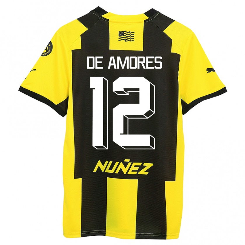 Kandiny Niño Camiseta Guillermo De Amores #12 Amarillo Negro 1ª Equipación 2023/24 La Camisa Chile