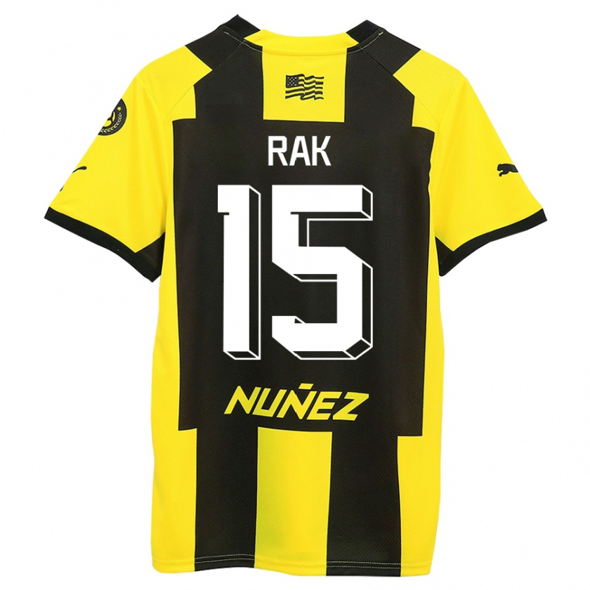 Kandiny Niño Camiseta Yonatthan Rak #15 Amarillo Negro 1ª Equipación 2023/24 La Camisa Chile