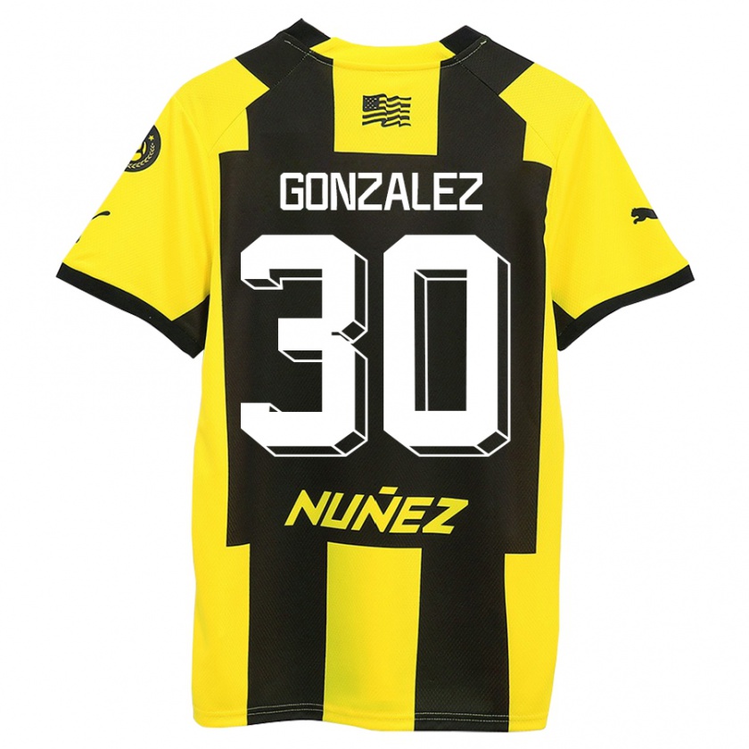 Kandiny Niño Camiseta Ángel González #30 Amarillo Negro 1ª Equipación 2023/24 La Camisa Chile