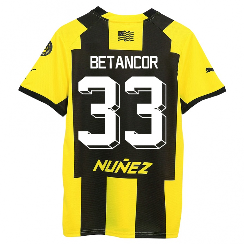 Kandiny Niño Camiseta Bruno Betancor #33 Amarillo Negro 1ª Equipación 2023/24 La Camisa Chile