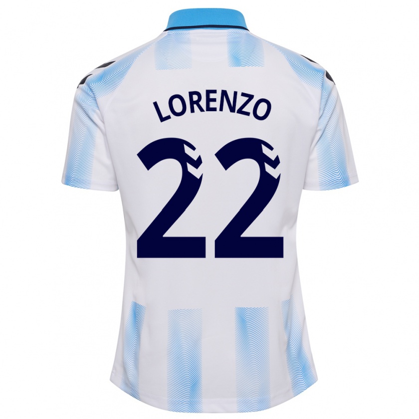 Kandiny Niño Camiseta Dani Lorenzo #22 Blanco Azul 1ª Equipación 2023/24 La Camisa Chile