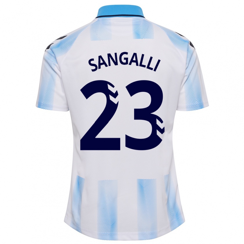 Kandiny Niño Camiseta Luca Sangalli #23 Blanco Azul 1ª Equipación 2023/24 La Camisa Chile