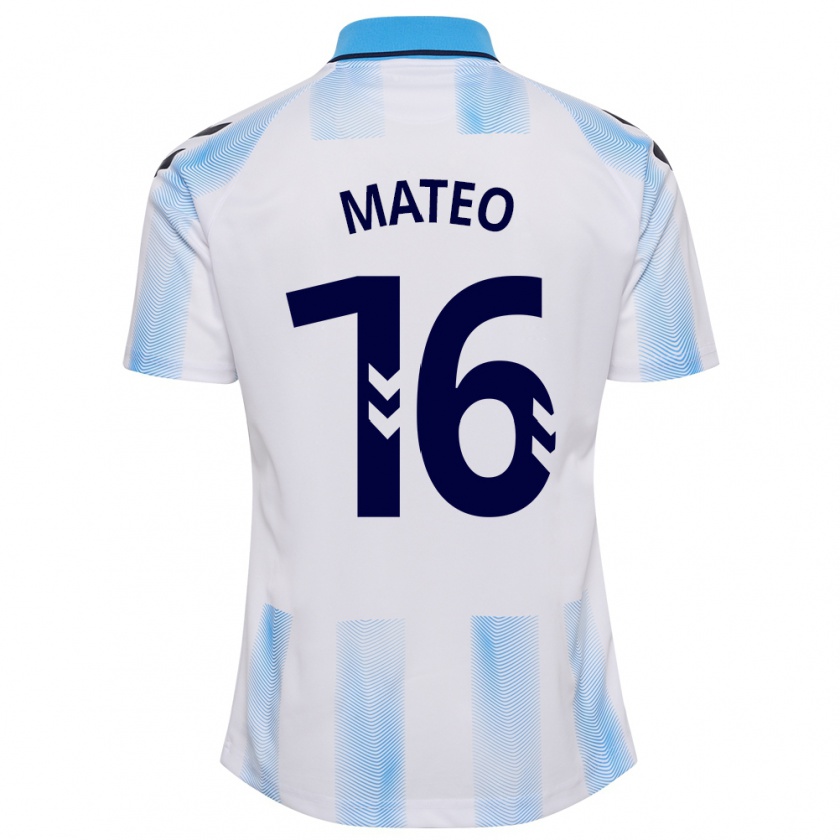 Kandiny Niño Camiseta Ángel Mateo #16 Blanco Azul 1ª Equipación 2023/24 La Camisa Chile