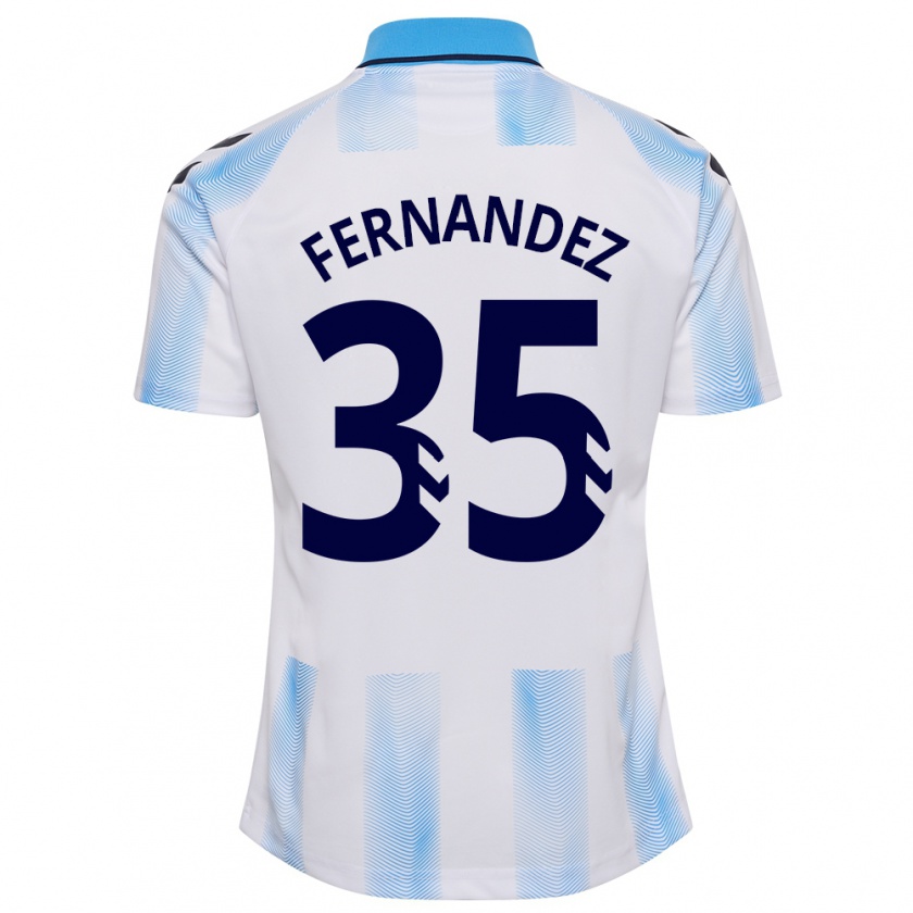 Kandiny Niño Camiseta Inés Fernández #35 Blanco Azul 1ª Equipación 2023/24 La Camisa Chile