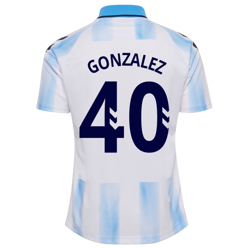 Kandiny Niño Camiseta Carol González #40 Blanco Azul 1ª Equipación 2023/24 La Camisa Chile