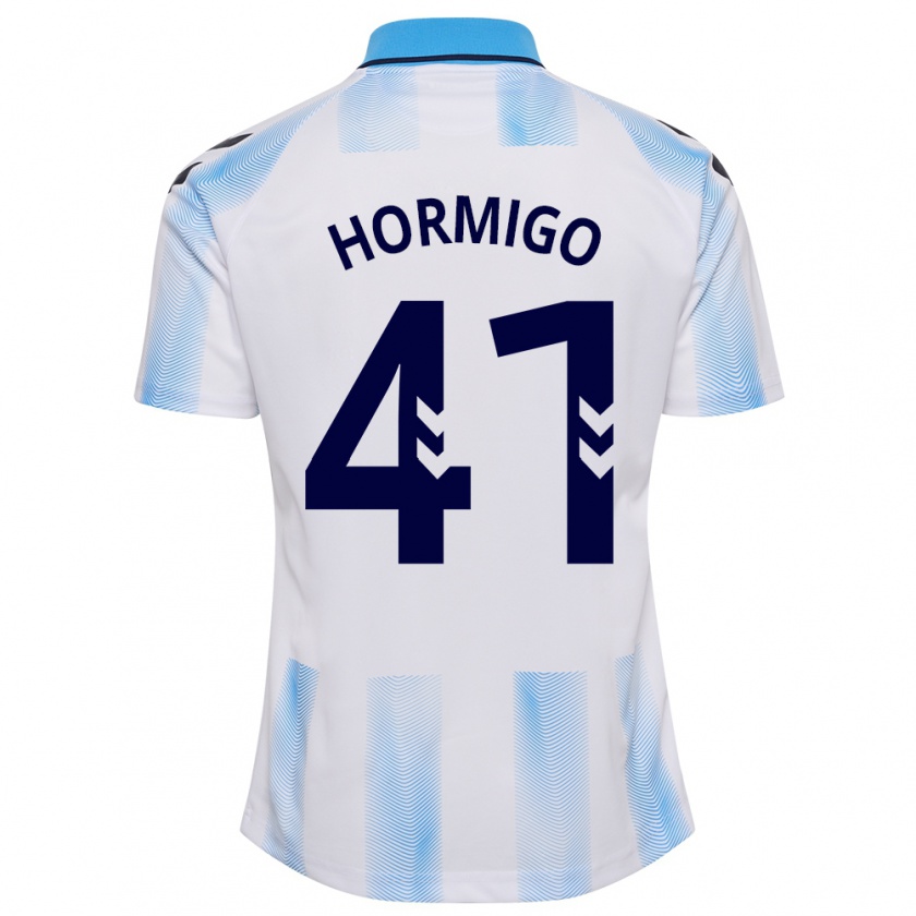 Kandiny Niño Camiseta Cintia Hormigo #41 Blanco Azul 1ª Equipación 2023/24 La Camisa Chile