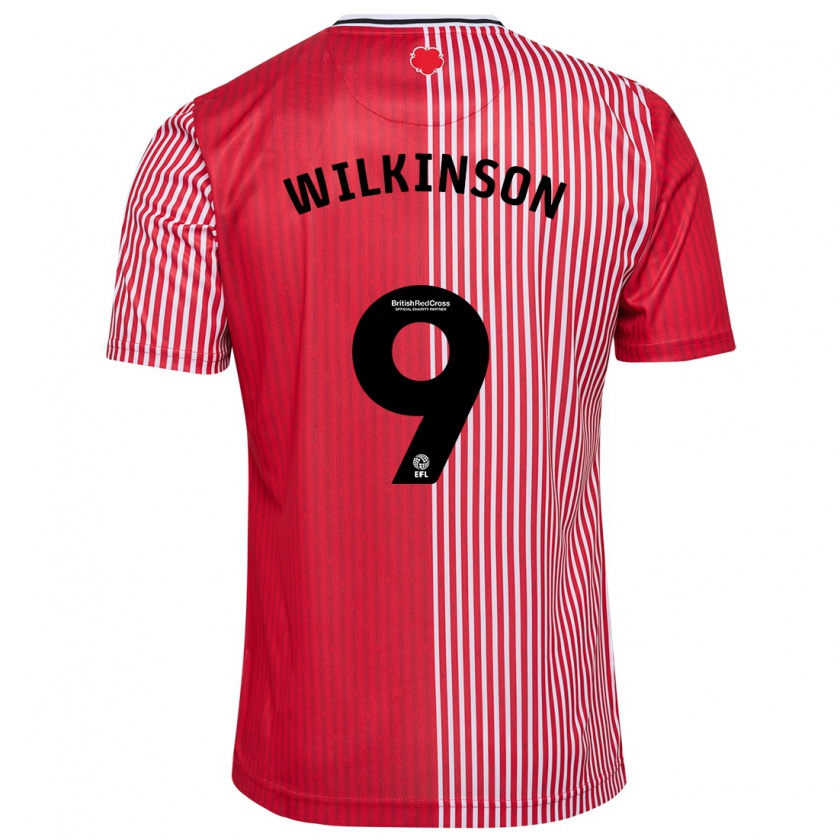 Kandiny Niño Camiseta Katie Wilkinson #9 Rojo 1ª Equipación 2023/24 La Camisa Chile