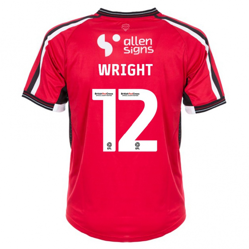 Kandiny Niño Camiseta Jordan Wright #12 Rojo 1ª Equipación 2023/24 La Camisa Chile