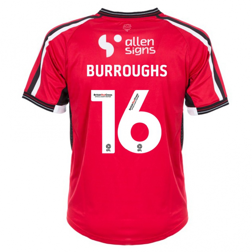 Kandiny Niño Camiseta Jack Burroughs #16 Rojo 1ª Equipación 2023/24 La Camisa Chile