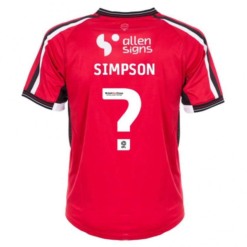 Kandiny Niño Camiseta John Simpson #0 Rojo 1ª Equipación 2023/24 La Camisa Chile