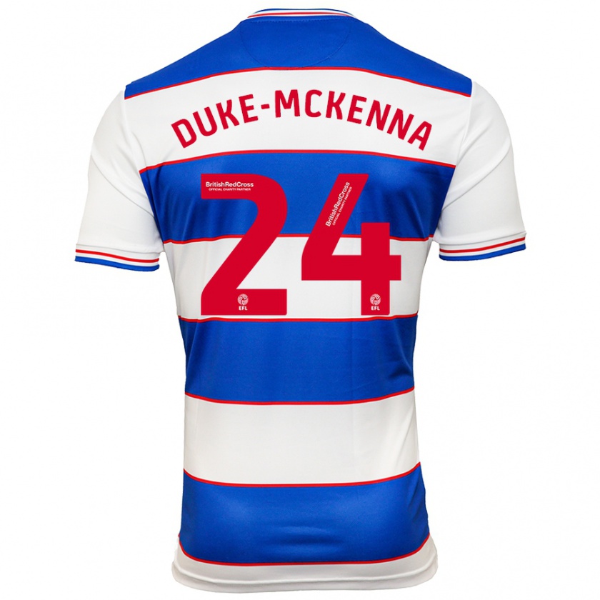 Kandiny Niño Camiseta Stephen Duke-Mckenna #24 Blanco Azul 1ª Equipación 2023/24 La Camisa Chile