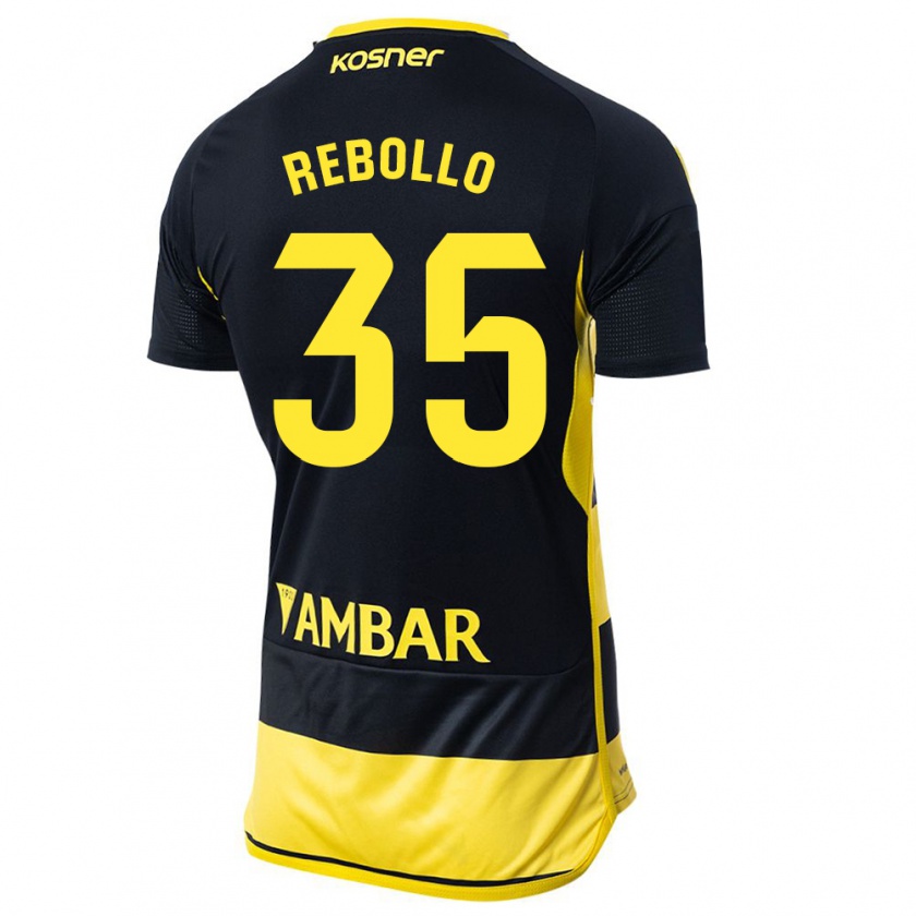 Kandiny Niño Camiseta Dani Rebollo #35 Negro Amarillo 2ª Equipación 2023/24 La Camisa Chile