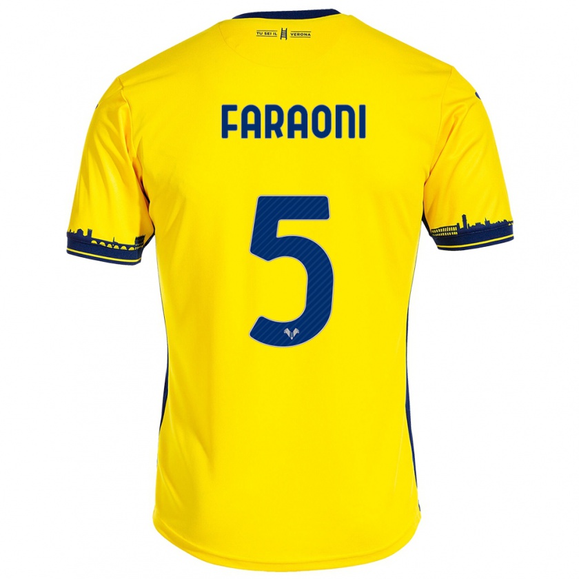 Kandiny Niño Camiseta Davide Faraoni #5 Amarillo 2ª Equipación 2023/24 La Camisa Chile