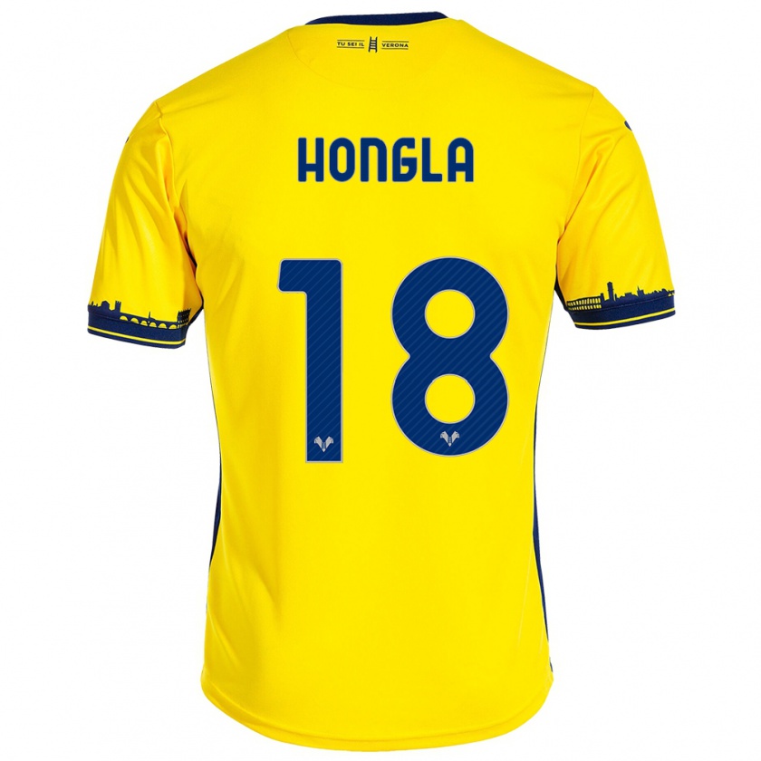 Kandiny Niño Camiseta Martin Hongla #18 Amarillo 2ª Equipación 2023/24 La Camisa Chile