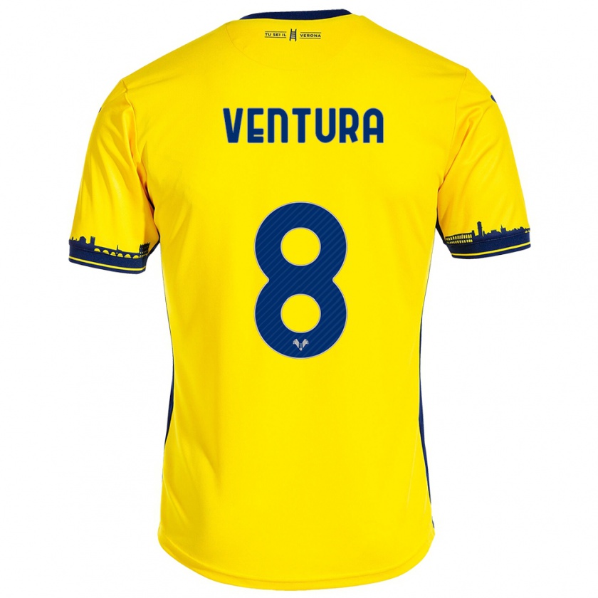 Kandiny Niño Camiseta Ciro Ventura #8 Amarillo 2ª Equipación 2023/24 La Camisa Chile