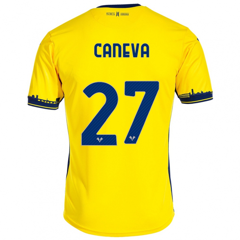 Kandiny Niño Camiseta Elia Caneva #27 Amarillo 2ª Equipación 2023/24 La Camisa Chile