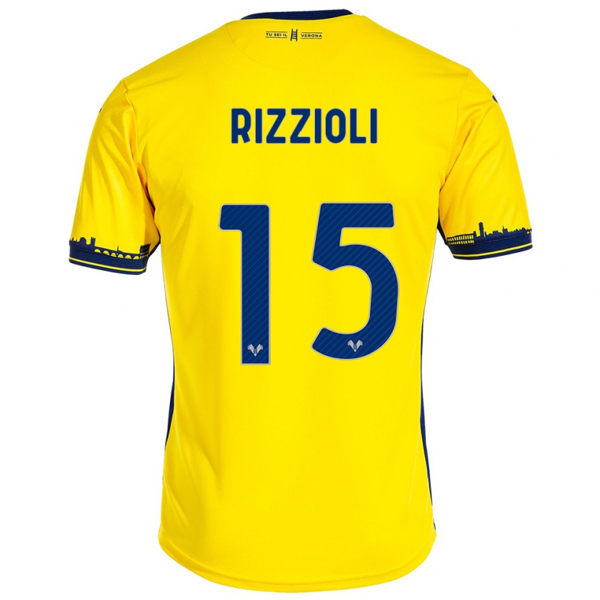 Kandiny Niño Camiseta Gaia Rizzioli #15 Amarillo 2ª Equipación 2023/24 La Camisa Chile