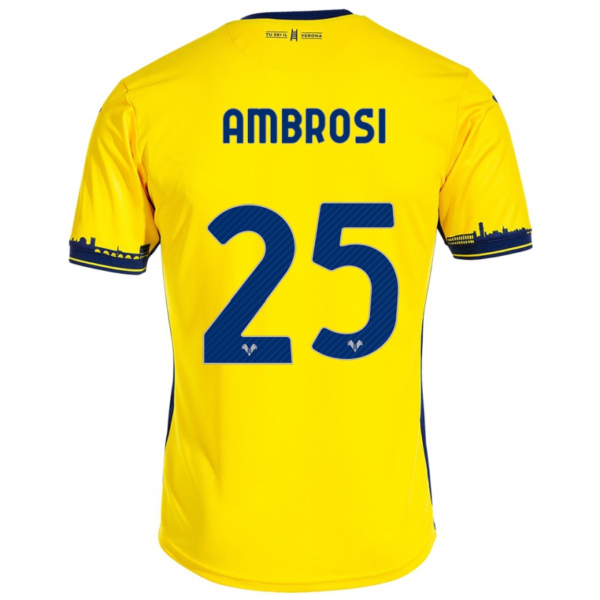 Kandiny Niño Camiseta Caterina Ambrosi #25 Amarillo 2ª Equipación 2023/24 La Camisa Chile