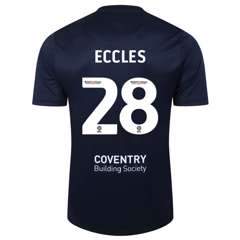 Kandiny Niño Camiseta Josh Eccles #28 Rojo Azul Marino 2ª Equipación 2023/24 La Camisa Chile