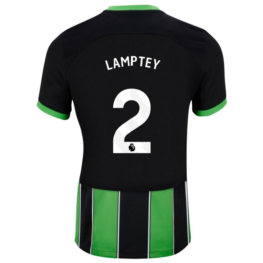 Kandiny Niño Camiseta Tariq Lamptey #2 Verde Negro 2ª Equipación 2023/24 La Camisa Chile