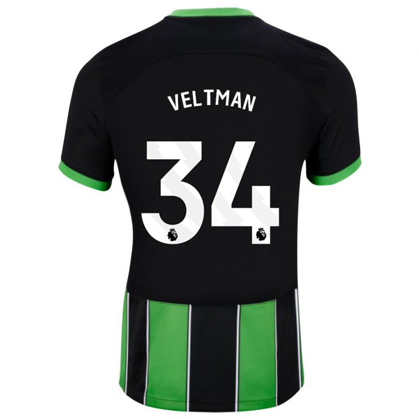 Kandiny Niño Camiseta Joël Veltman #34 Verde Negro 2ª Equipación 2023/24 La Camisa Chile