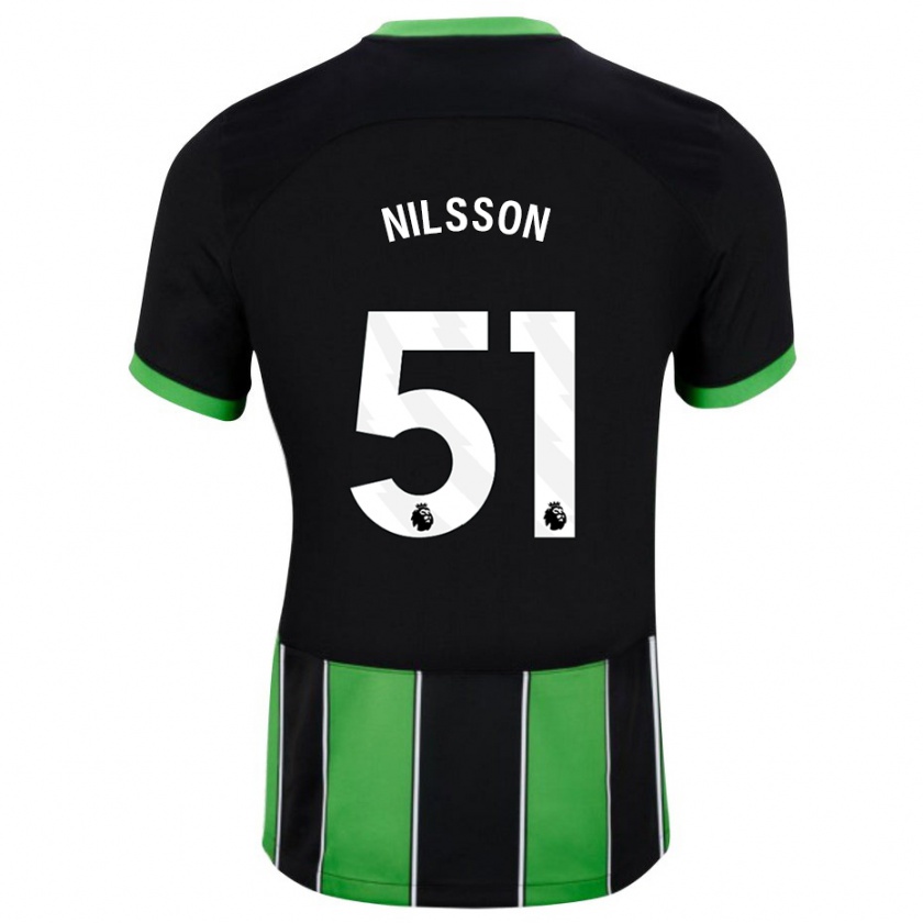 Kandiny Niño Camiseta Casper Nilsson #51 Verde Negro 2ª Equipación 2023/24 La Camisa Chile