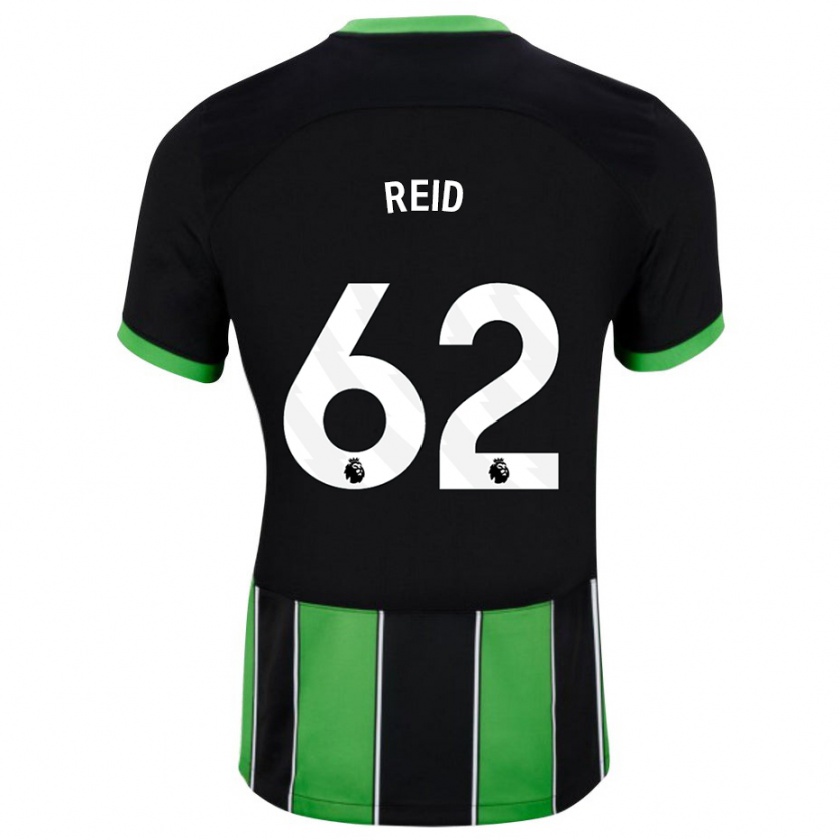 Kandiny Niño Camiseta Tommy Reid #62 Verde Negro 2ª Equipación 2023/24 La Camisa Chile