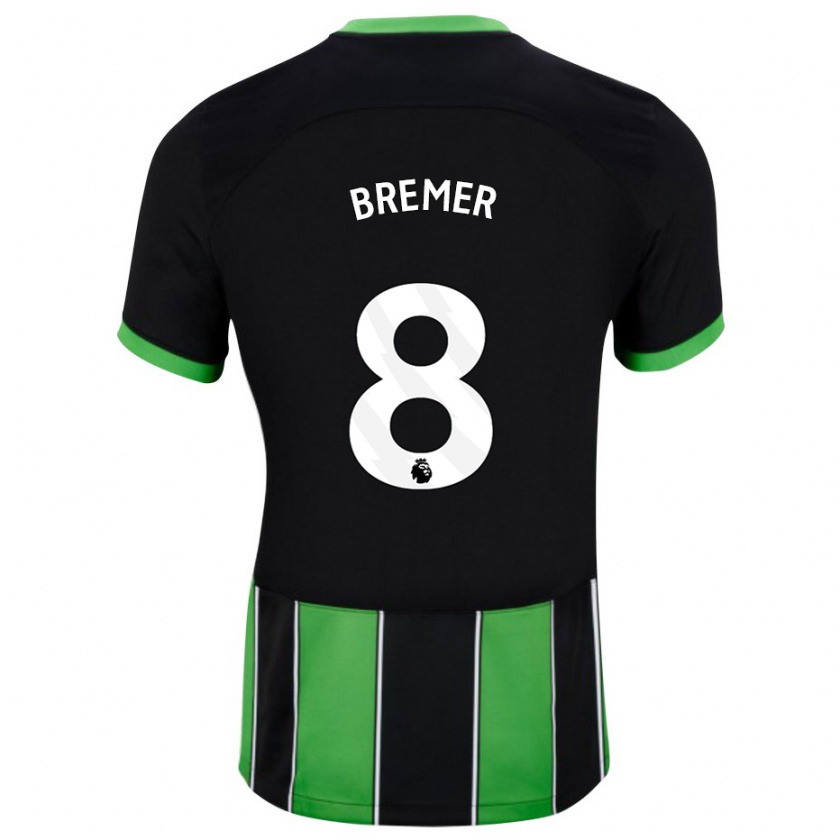 Kandiny Niño Camiseta Pauline Bremer #8 Verde Negro 2ª Equipación 2023/24 La Camisa Chile