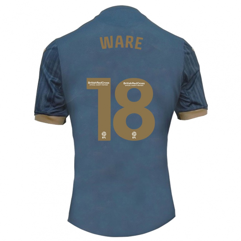 Kandiny Niño Camiseta Phoebe Ware #18 Verde Azulado Oscuro 2ª Equipación 2023/24 La Camisa Chile