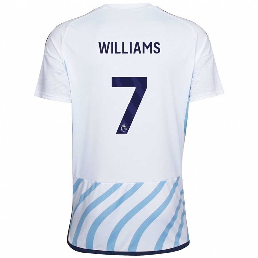 Kandiny Niño Camiseta Neco Williams #7 Blanco Azul 2ª Equipación 2023/24 La Camisa Chile