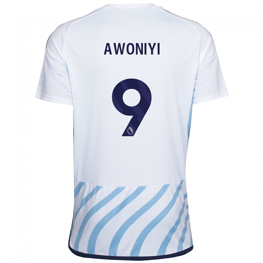 Kandiny Niño Camiseta Taiwo Awoniyi #9 Blanco Azul 2ª Equipación 2023/24 La Camisa Chile