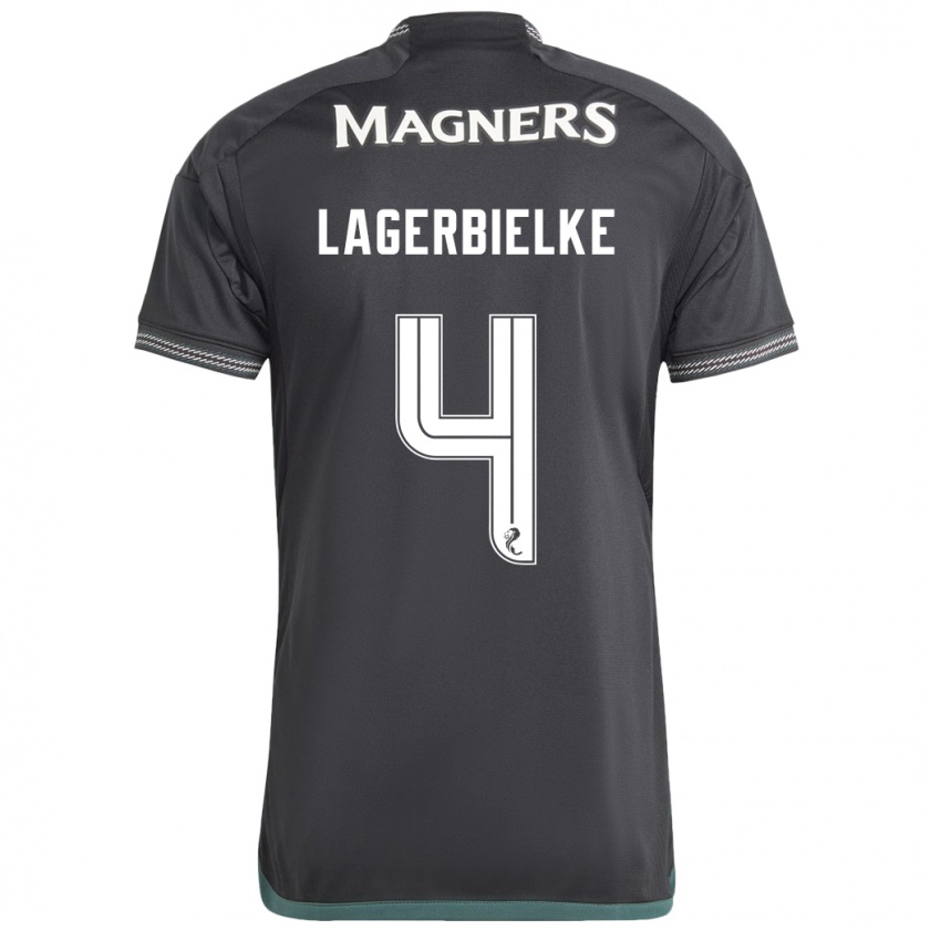 Kandiny Niño Camiseta Gustaf Lagerbielke #4 Negro 2ª Equipación 2023/24 La Camisa Chile