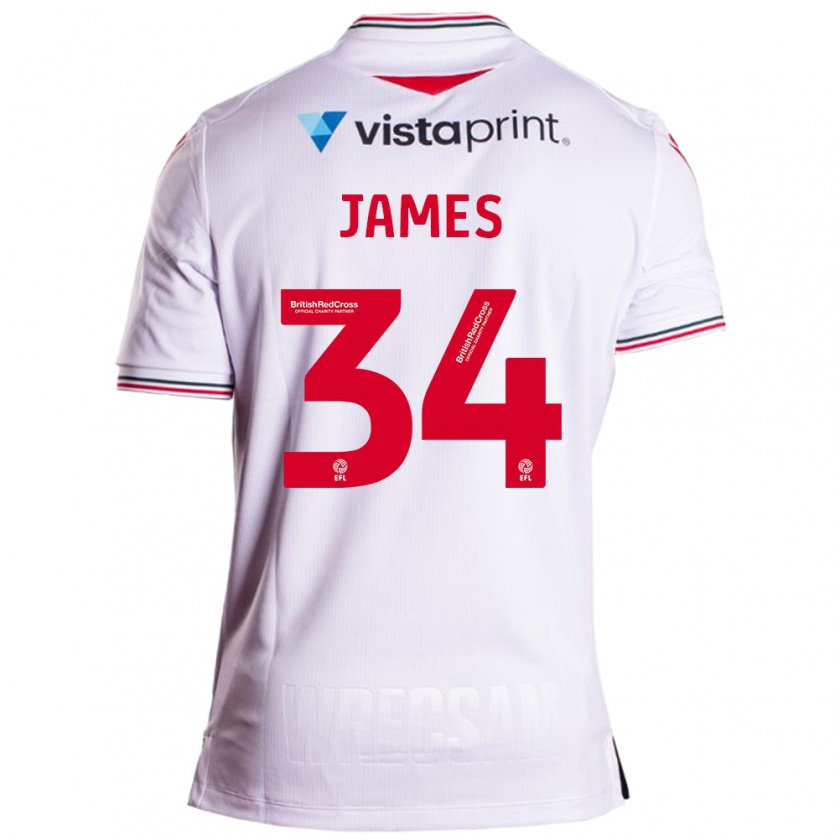 Kandiny Niño Camiseta Aaron James #34 Blanco 2ª Equipación 2023/24 La Camisa Chile