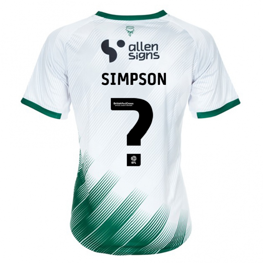 Kandiny Niño Camiseta John Simpson #0 Blanco 2ª Equipación 2023/24 La Camisa Chile