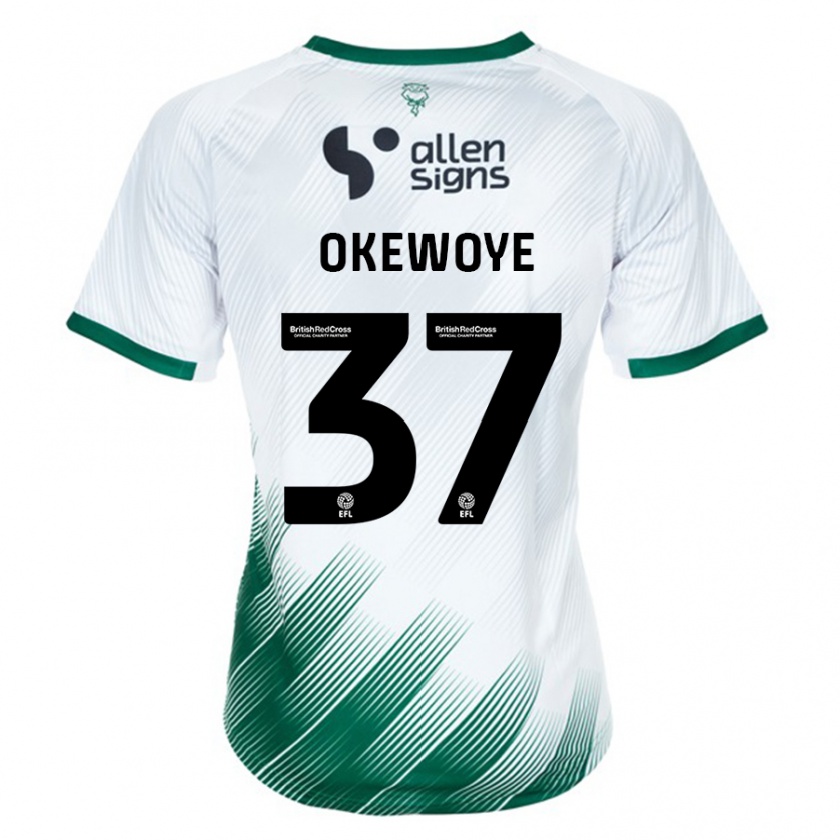 Kandiny Niño Camiseta Gbolahan Okewoye #37 Blanco 2ª Equipación 2023/24 La Camisa Chile